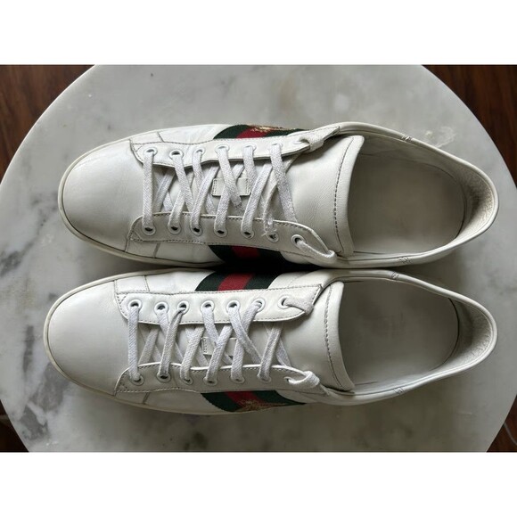 Gucci Ace Bee Embroidered Sneaker White Leather Web Stripe Mens Size 10 Sneakers main image 4